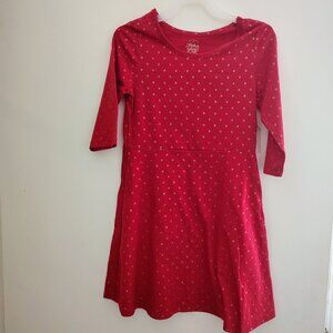 Faded Glory new Red dress with gold polka dots (Medium 7-8)